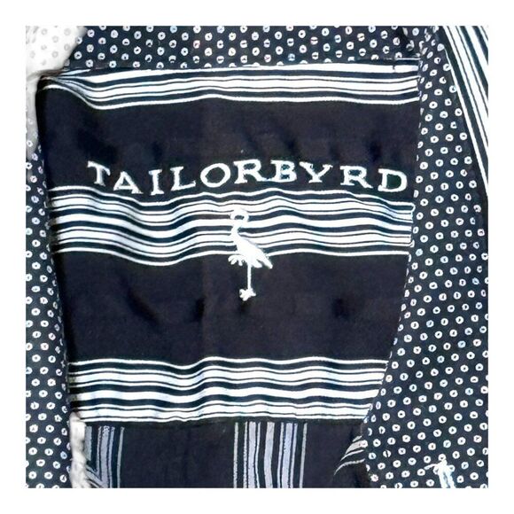 Tailor byrd Mens Classic Fit Striped Long Sleeve Cotton Shirt Size L Flip Cuff - Picture 2 of 7